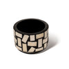 handmade rectangular bone inlaid into black wood bottle coaster