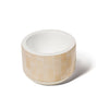 handmade beige rectangular bone arranged vertically on white wood wine bottle coaster