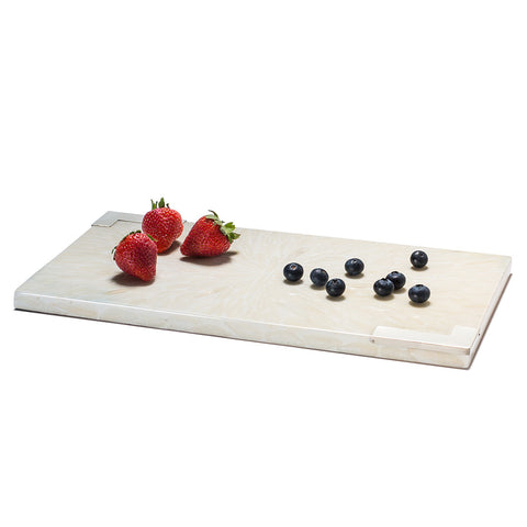 handmade white bone inlay rectangular serving board with german silver detail and berries