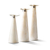 handmade cream and white bone on wood cylindrical candle holder set of three with german silver