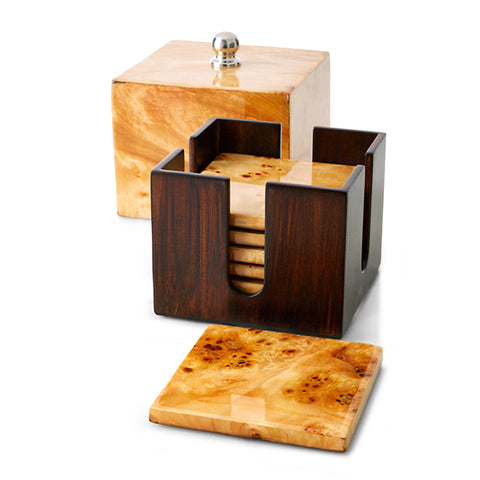 Burl Veneer Signature Coaster Set
