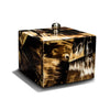 handmade black-beige splatter horn veneer german silver wood square coaster box