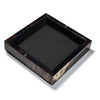 handmade dark horn veneer square valet catch-all with black leather interior