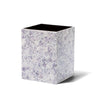 handmade purple and white mosaic patterned natural sea shell wood waste bin