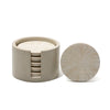 handmade light almendro round wood bone coaster set with coasters in container