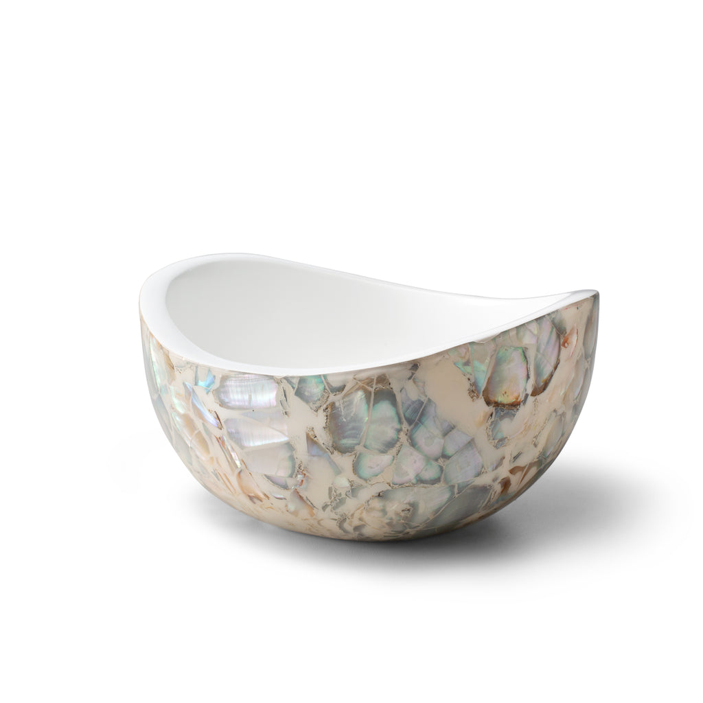 A Mother of Pearl Small Bowl by LaDorada, handcrafted with exquisite detail, showcasing Colombian artistry.