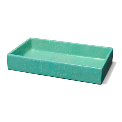 A Aquamarine Maize Bath Tray by LaDorada, featuring green; beige; blue hues, showcasing Colombian artistry.