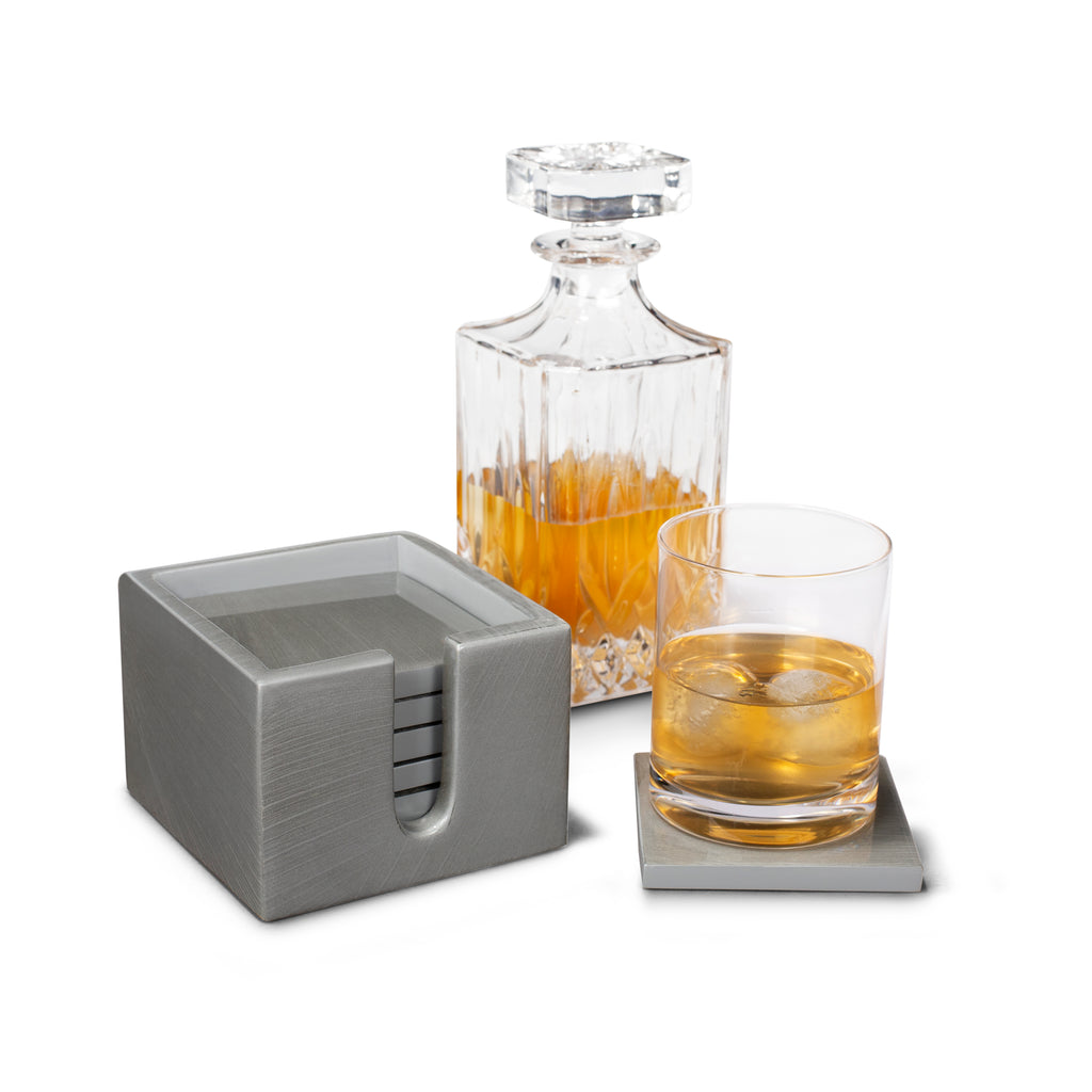 Silver Maize Boxed Coaster Set by LaDorada, featuring silver hues and finished with meticulous care in Colombia.