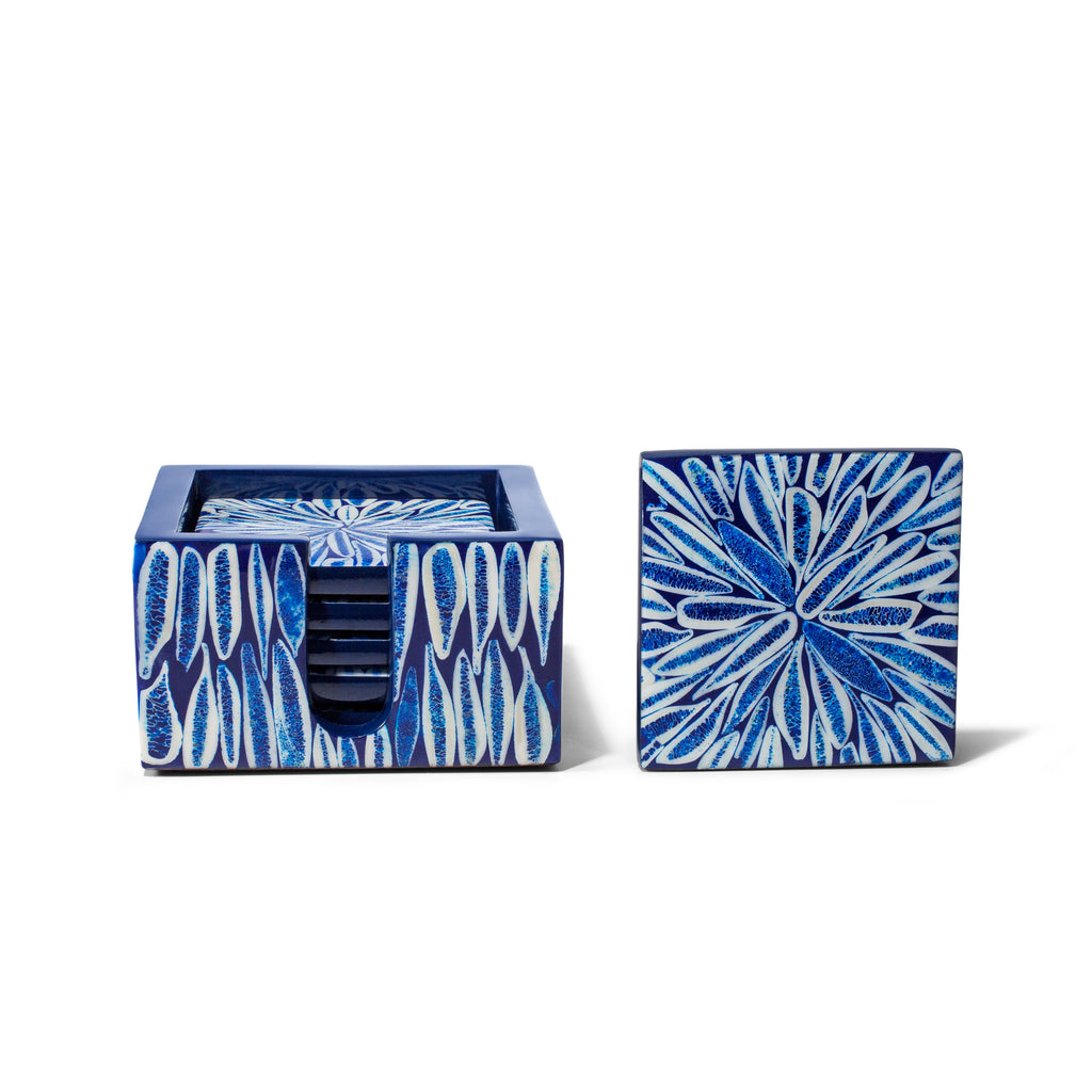Blue Almendro Coaster Set