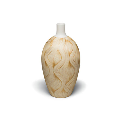 A Barichara Vase - Large by LaDorada, featuring beige hues, showcasing Colombian artistry.