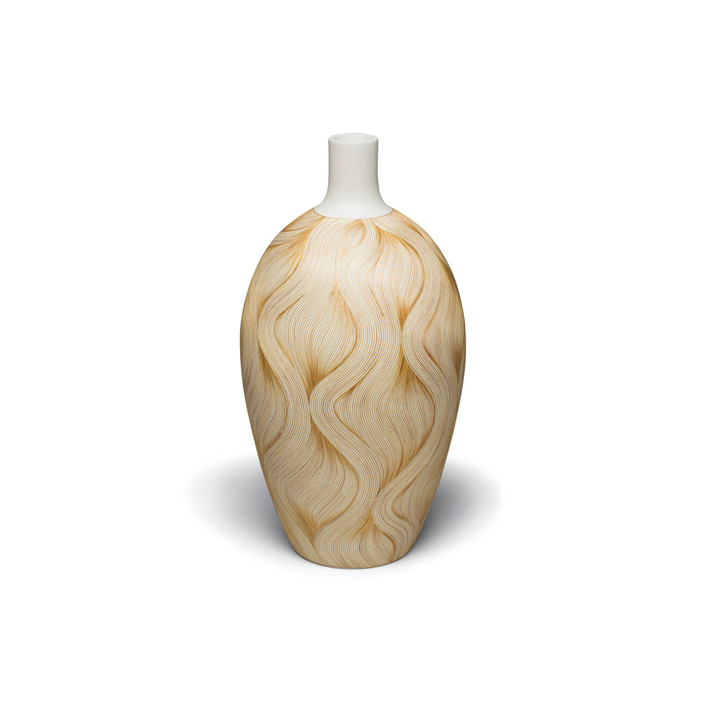A Barichara Vase - Large by LaDorada, featuring beige hues, showcasing Colombian artistry.