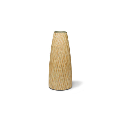 The Barichara 12" Glass Vase #3 from LaDorada featuring beige; gold; clear hues, embodying timeless elegance and craftsmanship.
