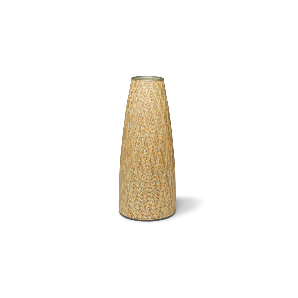 The Barichara 12" Glass Vase #3 from LaDorada featuring beige; gold; clear hues, embodying timeless elegance and craftsmanship.
