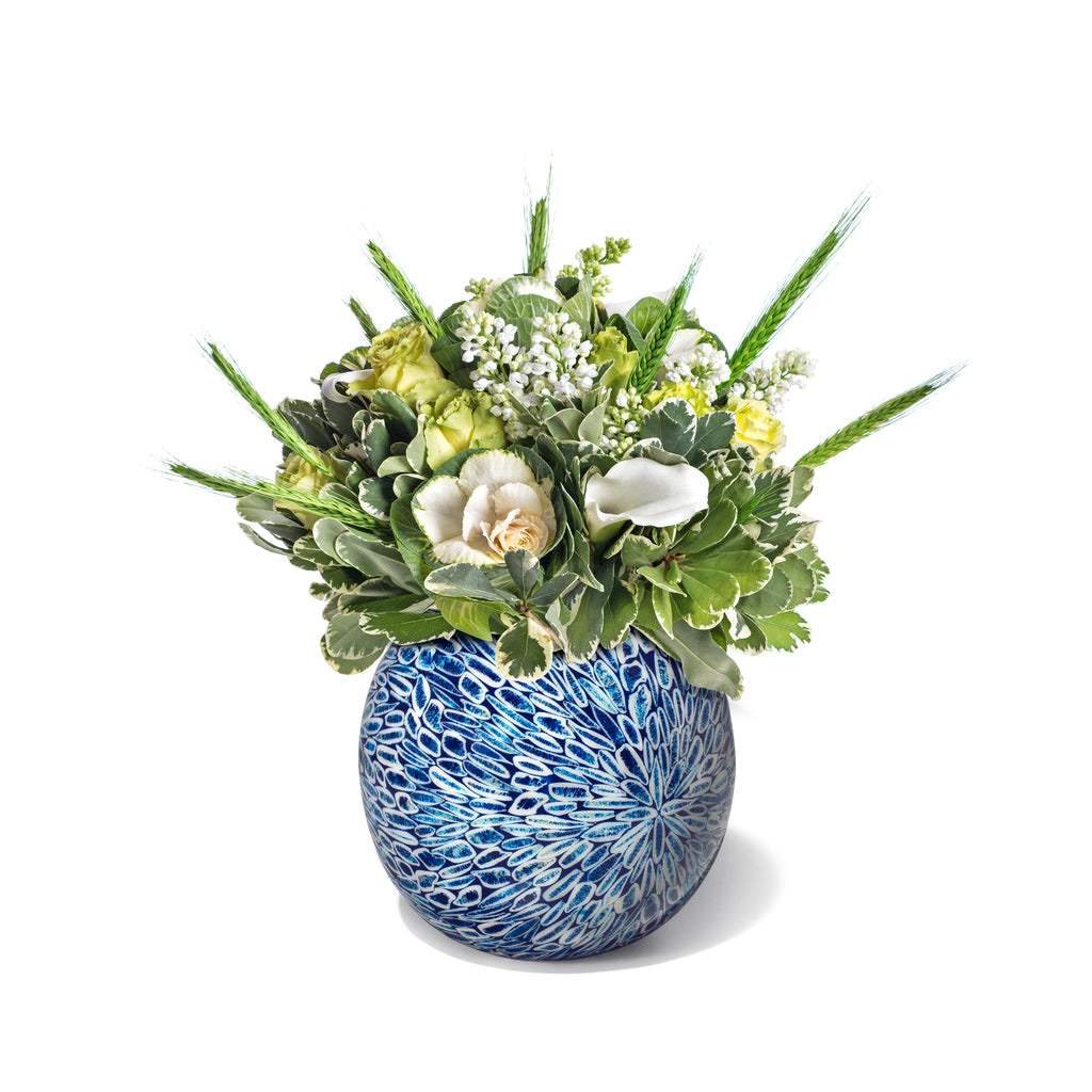 Blue Almendro 10" Bowl Vase