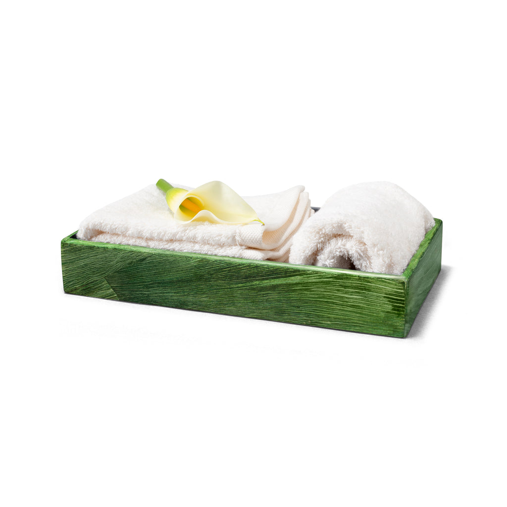 LaDorada presents the Emerald Maize Bath Tray, handcrafted with exquisite detail and hand-finished by Colombian artisans.