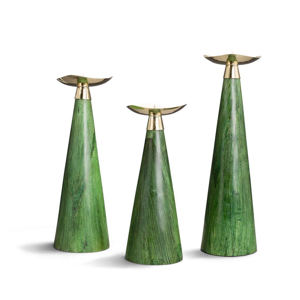 Emerald Maize Candleholder Trio