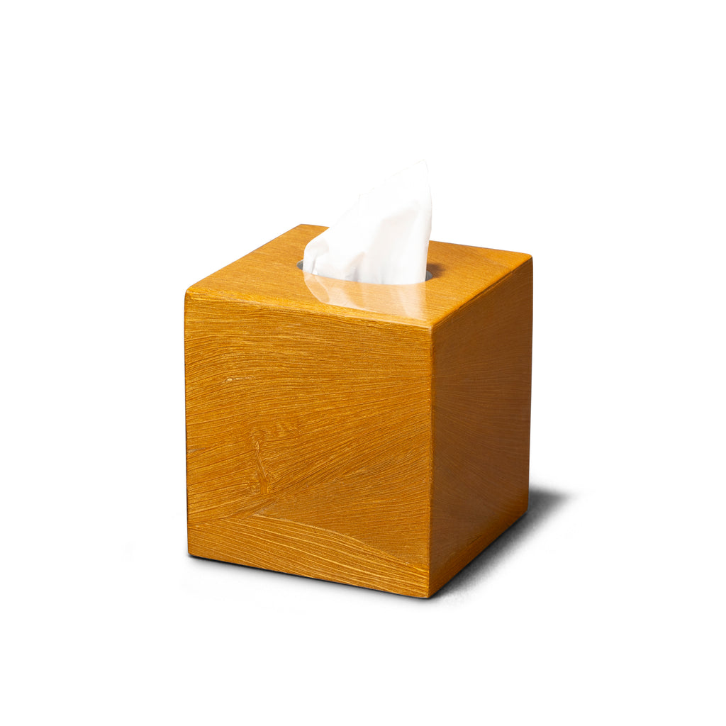 LaDorada's Burnt Gold Maize Tissue Box crafted from wood, a refined expression of artisanal design.