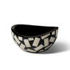 handmade accent bowl black with domino pattern of bone