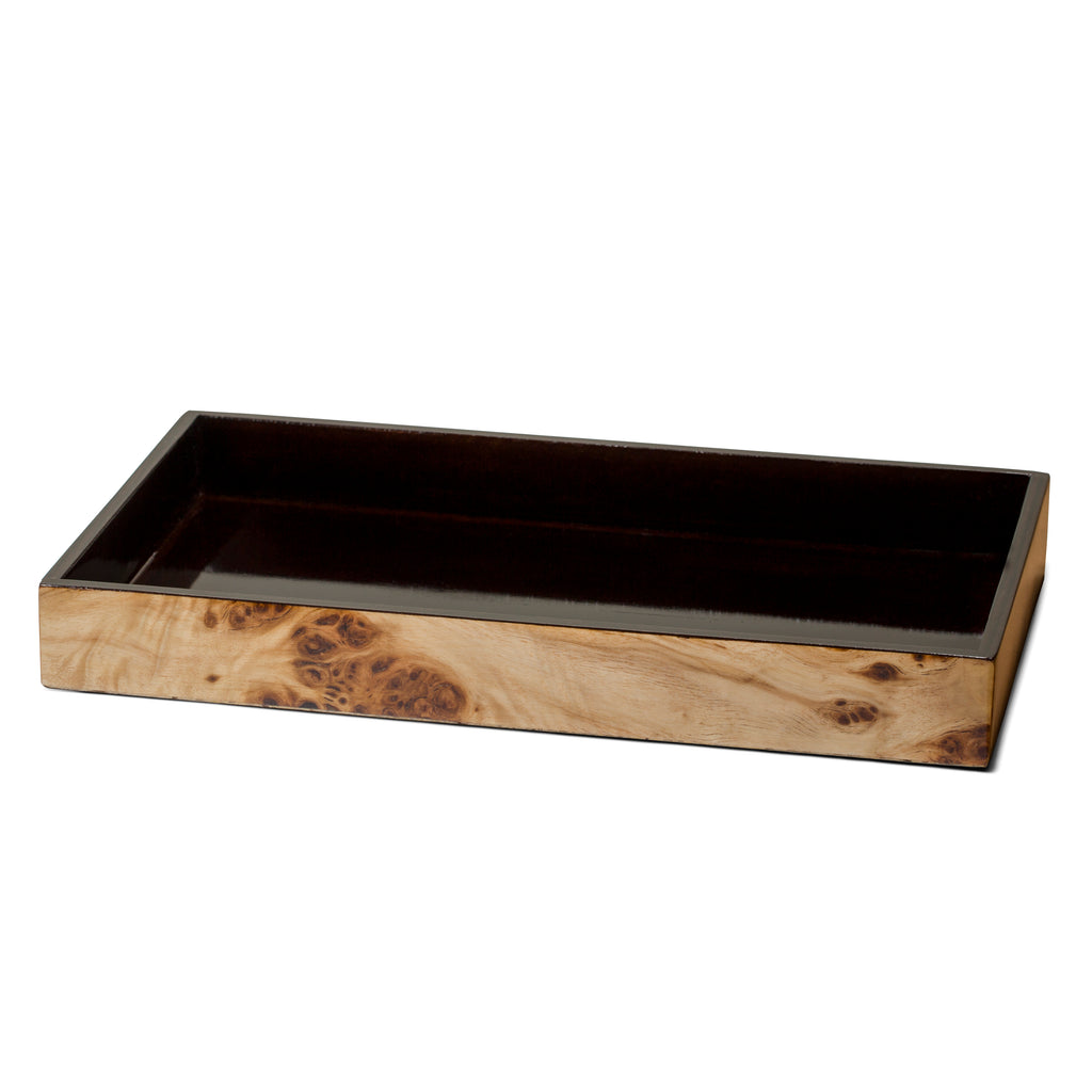 LaDorada's Burl Veneer Bath Tray handcrafted with exquisite detail, a refined expression of artisanal design.