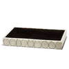 handmade silver gray tagua palm ivory wood bath tray empty with black wood interior
