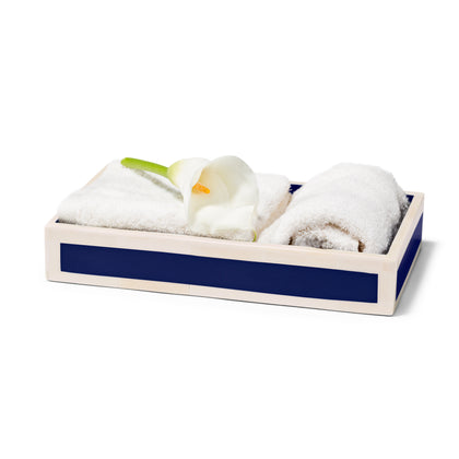 Ink Blue & Bone Bath Tray by LaDorada, handcrafted with exquisite detail and finished with meticulous care in Colombia.
