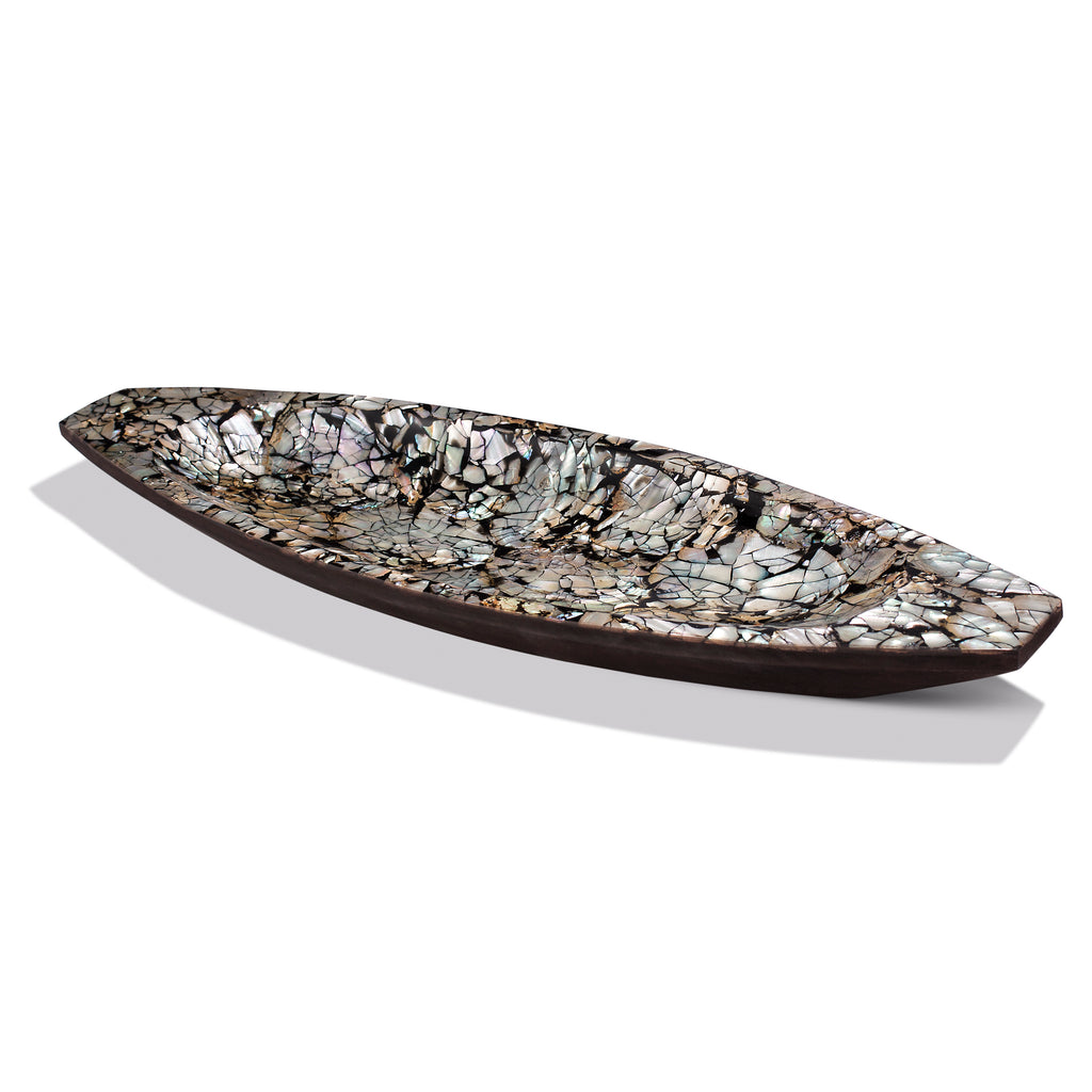 A Mother of Pearl - Black Centerpiece by LaDorada, handcrafted with exquisite detail, showcasing Colombian artistry.