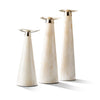 handmade cream and white bone on wood cylindrical candle holder set of three with german silver 