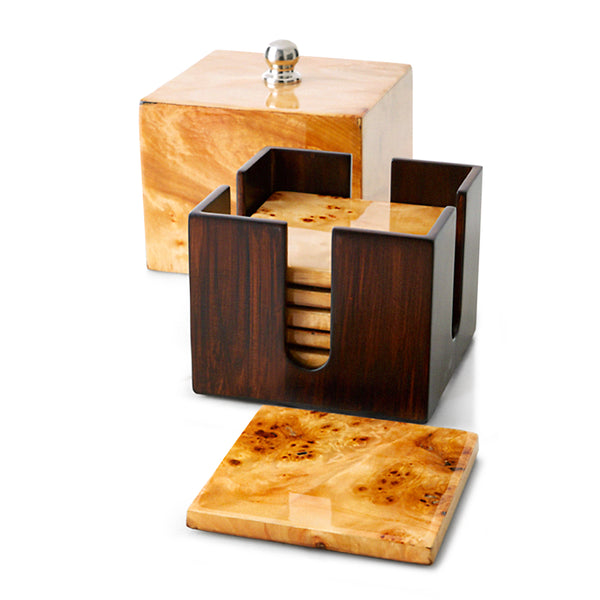 Burl Veneer Signature Coaster Set