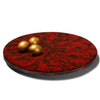 handmade ruby red mother of pearl on wood inlay round lazy susan 