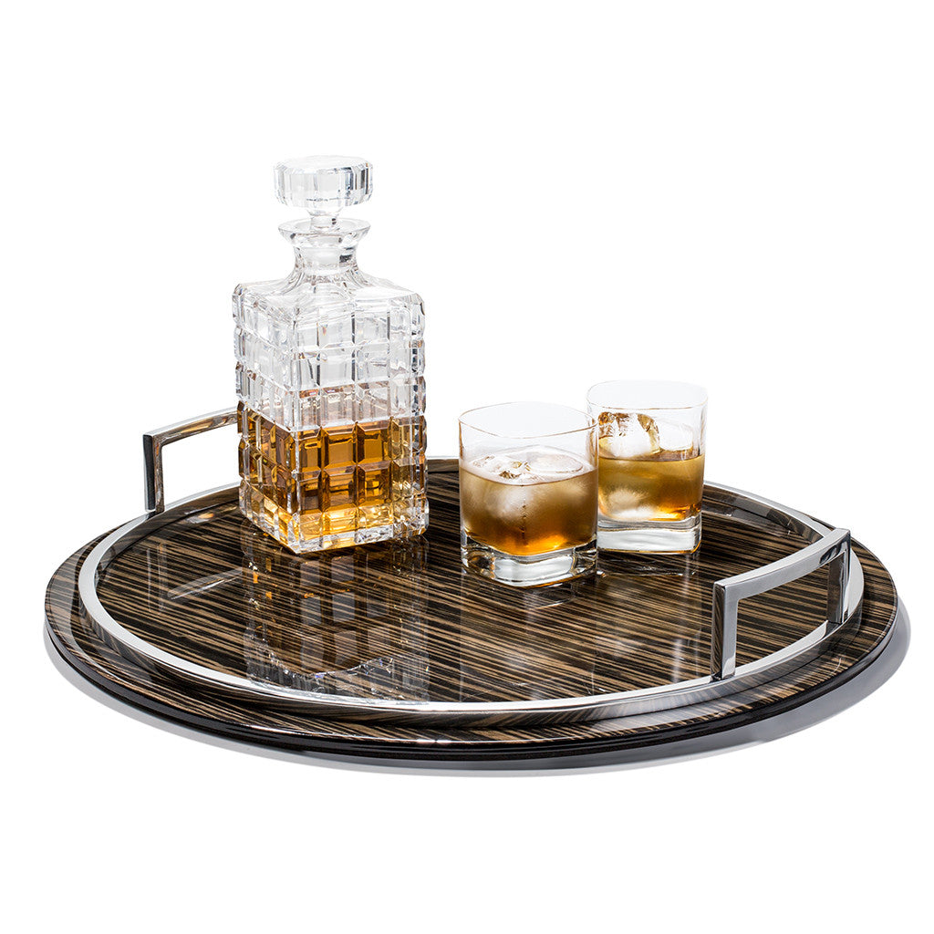 LADORADA EBANO VENEER LARGE ROUND SERVING TRAY
