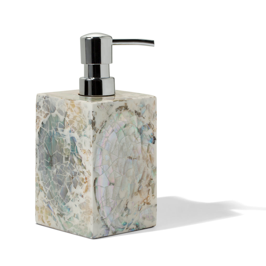 Mother of Pearl-Natural Soap Dispenser by LaDorada, handcrafted with exquisite detail and finished with meticulous care in Colombia.