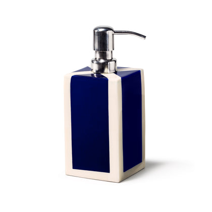 Ink Blue & Bone Soap Dispenser by LaDorada, handcrafted with exquisite detail and finished with meticulous care in Colombia.