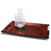 handmade red patterned mother of pearl wood large tray with german silver handles and glasses on top