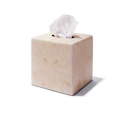 A Light Almendro Tissue Box by LaDorada, handcrafted with exquisite detail, showcasing Colombian artistry.