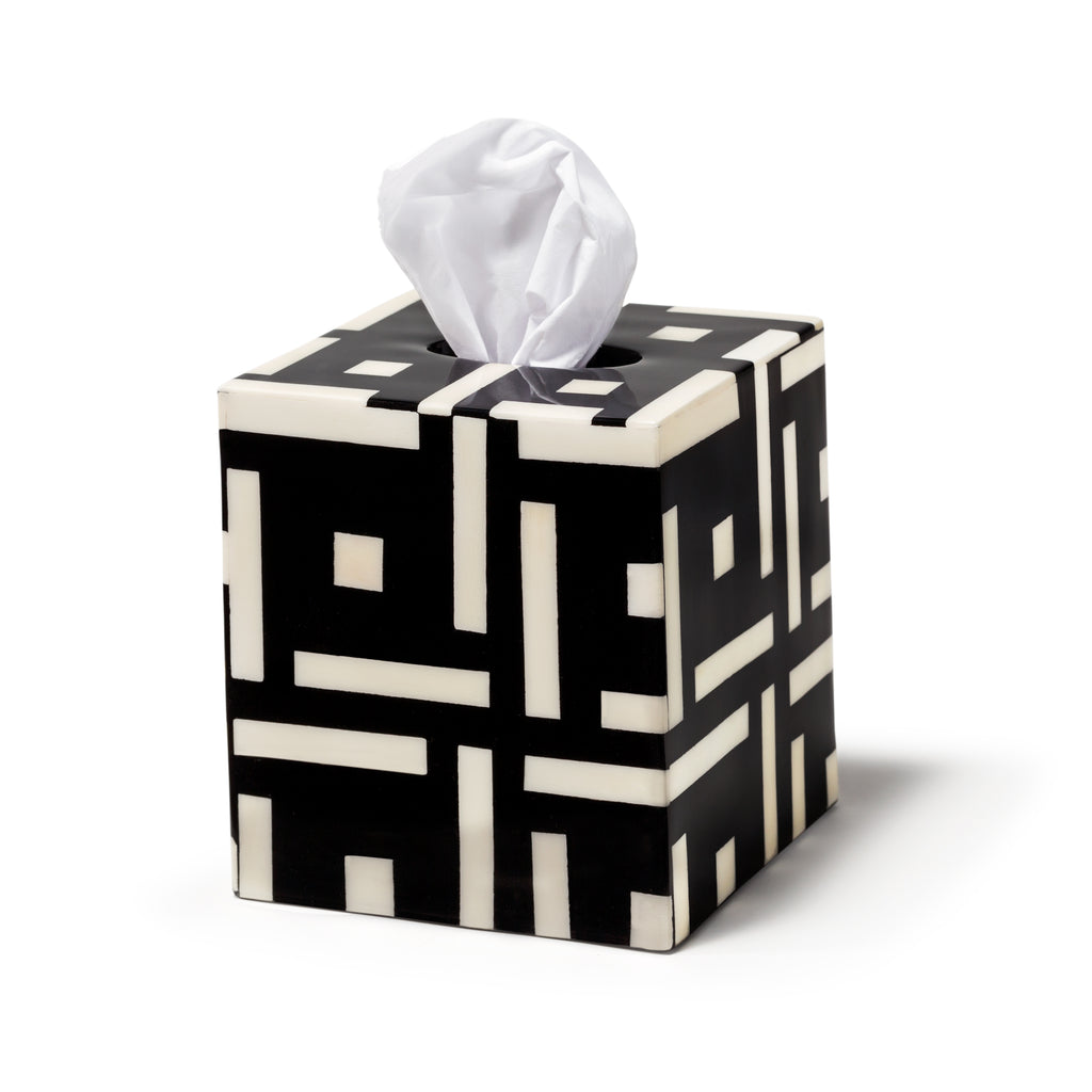 Bone Domino Black Tissue Box