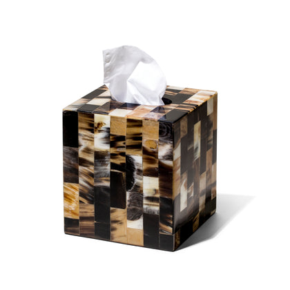 Horn Domino Tissue Box by LaDorada, handcrafted with exquisite detail and finished with meticulous care in Colombia.