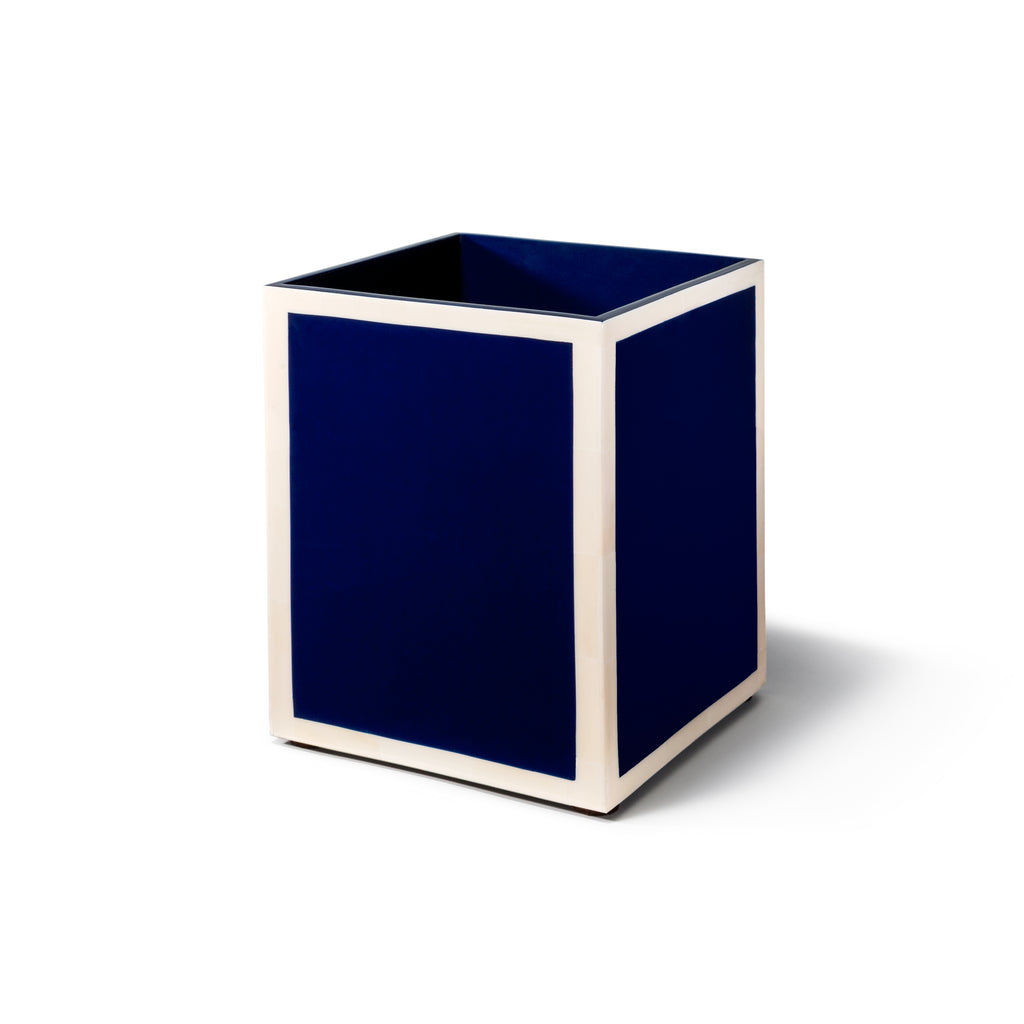 Ink Blue & Bone Wastebin by LaDorada, handcrafted with exquisite detail and finished with meticulous care in Colombia.