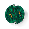 handmade green mother of pearl german silver wood yin yang-shaped platter set with green mosaic pattern 